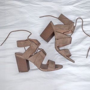 Target Tan Suede Chunky Heels